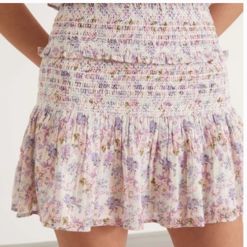 LOVESHACKFANCY POSITANO BLUE MINI COTTON SKIRT . Size S
